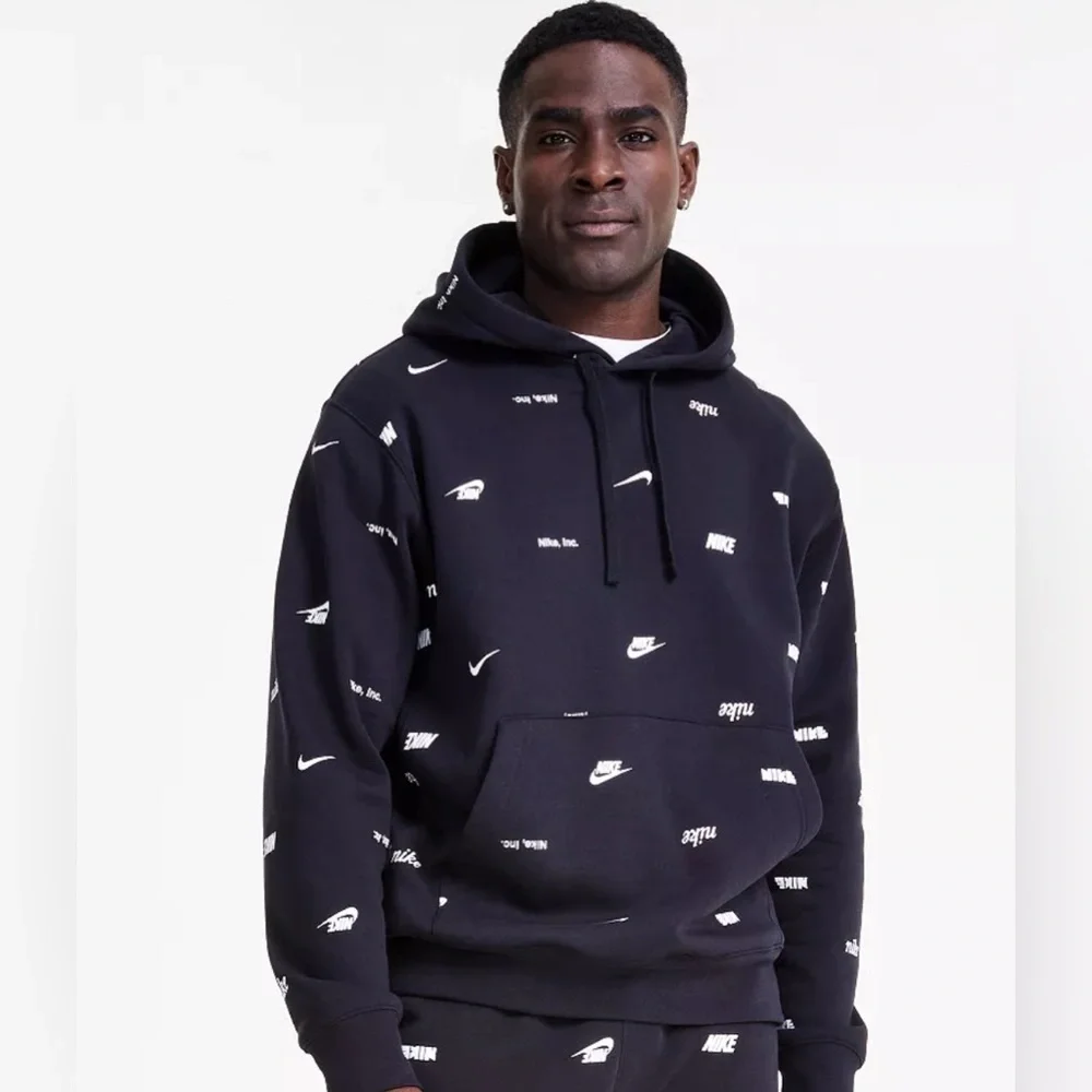 Nike Men's Club Fleece Allover Print Black Hoodie Size Small